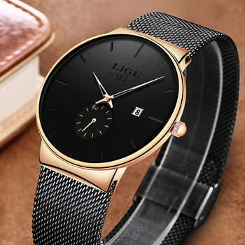 

2019 New LIGE Mens Watches Casual Fashion Gift Men Watch Business Waterproof Quartz Watch Full Steel Clock Relogio Masculino+Box