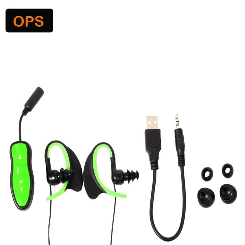 

New LED IPX8 waterproof MP3 player headphone,swimming earphone and running headphone &built in 4G memory card headset