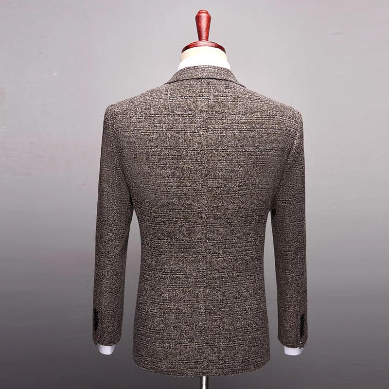 2019 New Men Blazer Jacket Slim Fit Khaki British Style Office Jacket Trajes Hombre Casuales Single Breasted Male Party Blazer
