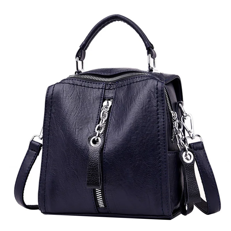 Navy Blue Кожаные сумки, женские сумки, модная сумка через плечо для женщин, многофункциональная сумка, большая сумка-тоут - Цвет: Navy Blue