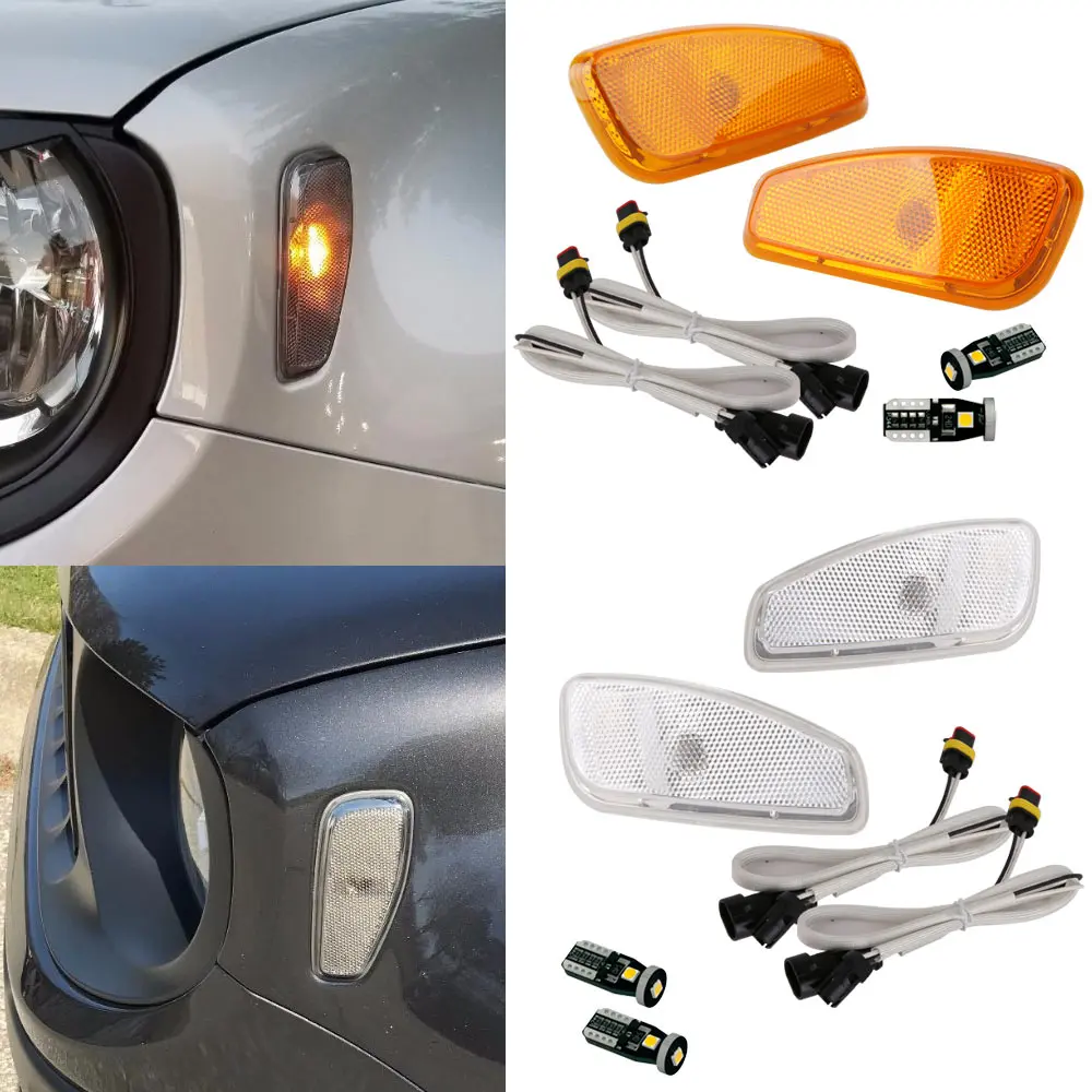 

2x FOR JEEP RENEGADE 2014 2015 2016 TURN SIGNAL HEAD LIGHT SIDE REFLECTION LAMP White/Orange/Smoke T10 LED