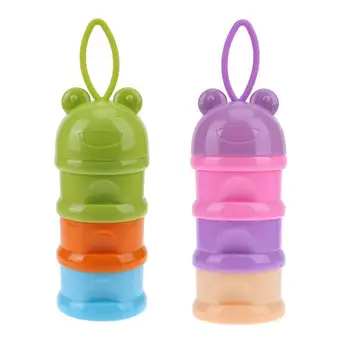 

3 Layers Portable Animal Head Cartoon Milk Powder Baby Food Storage Box Formula Dispenser Colorful Infant Feeding for 2 Colors