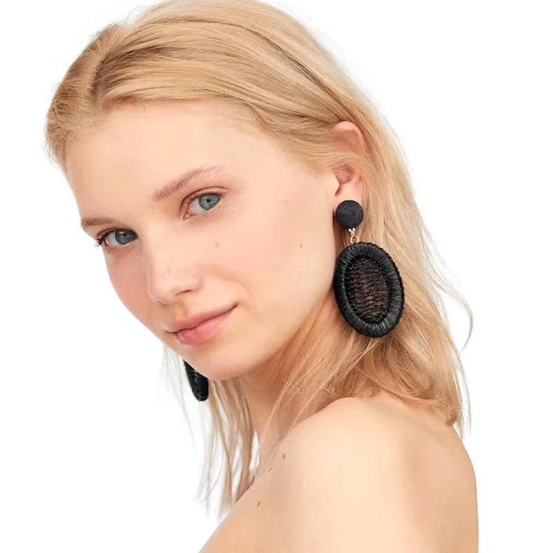 

Vodeshanliwen Fashion Handmade knit Big Earrings For Women Bohemia Bead Fringed Drop Dangle Earrings 2019 New Jewelry