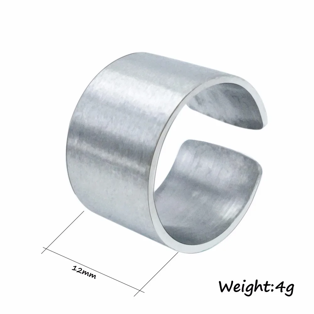 12mm Fashion Stainless Steel Flat Ring For Men Women Vintage Wide Rings Mat Silver 6.5 Girl's Ring 16052901 Punk Style Jewellery2