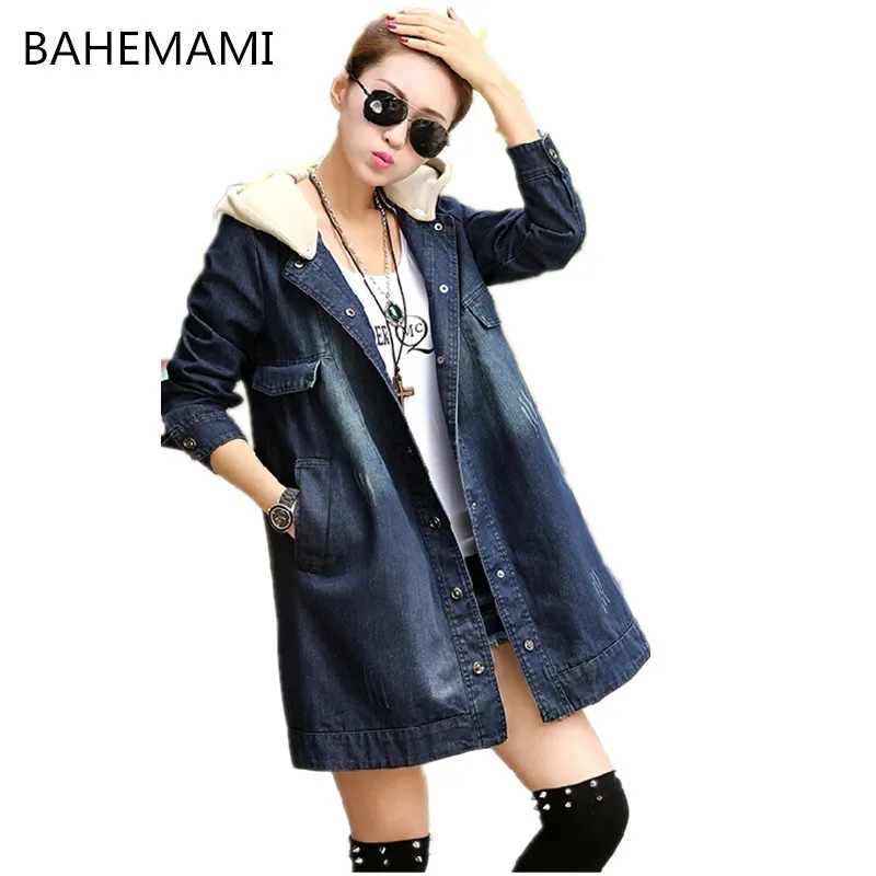 

BAHEMAMI Autumn Winter Maternity Coat Loose Big Yards Detachable Hooded Denim Windbreaker Pregnancy Clothes For Pregnant Women