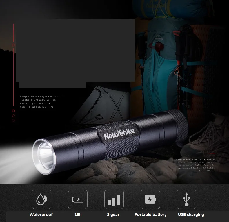 Naturehike Usb Recarregável Portátil Lâmpada Tenda Tenda à Prova d' Água Mini Lanterna Luz Forte Levou Tocha Acessório 7 Naturehike usb recarregável portátil à prova dmini