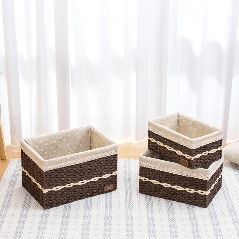 Straw string storage baskets organizer for toy unique dust proof rattan weaving fruit basket table storage bread box with lid Straw string storage baskets organizer for toy unique dust proof rattan weaving fruit basket table storage bread box with lid