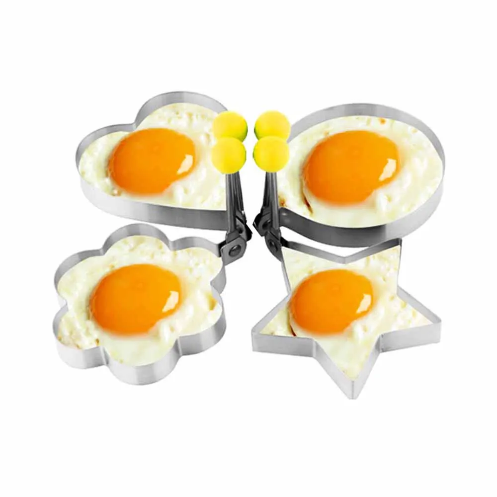 4 Shapes Stainless Steel Omelette Egg Frying Mold Love Flower Round