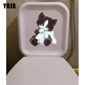 

YOJA 19.8*24.6CM Cute Cat Home Decoration Bedroom Wall Decals Toilet Seat Stickers T1-0091
