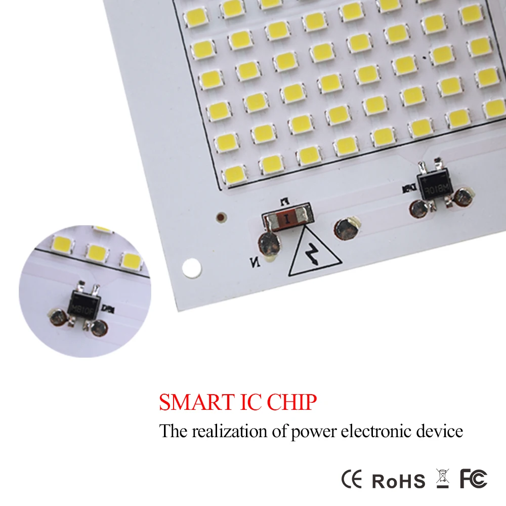 Светодиодный чип-бусина Smart IC SMD 220 В 10 Вт 20 Вт 30 Вт 50 Вт 90 Вт для наружного прожектора чипы из бисера холодный белый теплый белый