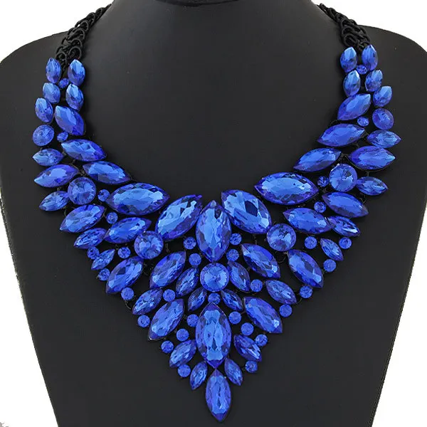 Большое Кристальное ожерелье s& Кулоны, массивное ожерелье, колье, ожерелье, воротник, Женские аксессуары, колье, Femme Bijoux Sautoir - Окраска металла: blue