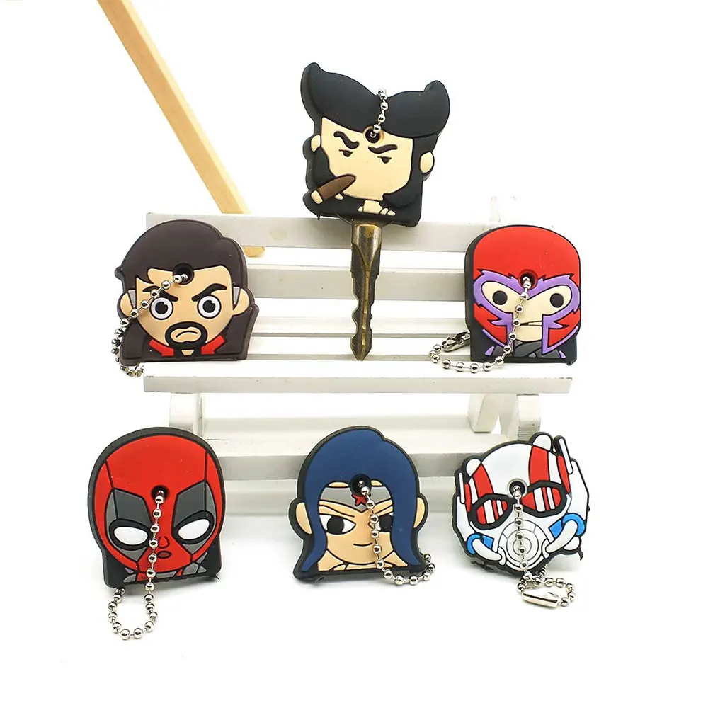 

New The Avengers Cartoon Hero Silicone Keychain Women Loves Key Cover Cute Anime Keychains Children Key Caps Holder