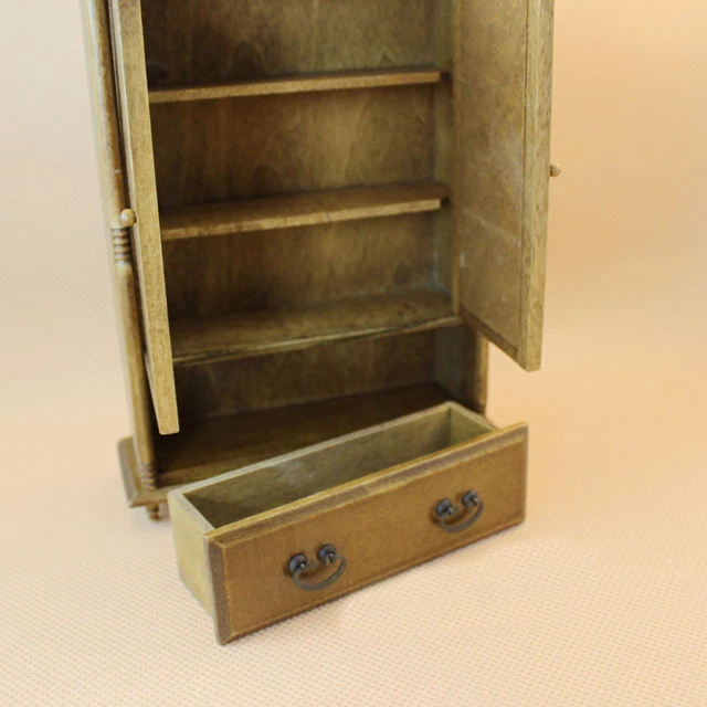 A01-X1204 الأطفال طفل هدية لعبة 1:12 دمية مصغرة الأثاث مصغرة rement البسيطة خشبية النمط الصيني خزانة 1 قطع