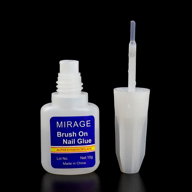 

10g/Bottle Brush-On Nail Glue for Nail Art Tips Rhinestones Decoration Glue Fake Nails Strong Powder Adhesive Tools