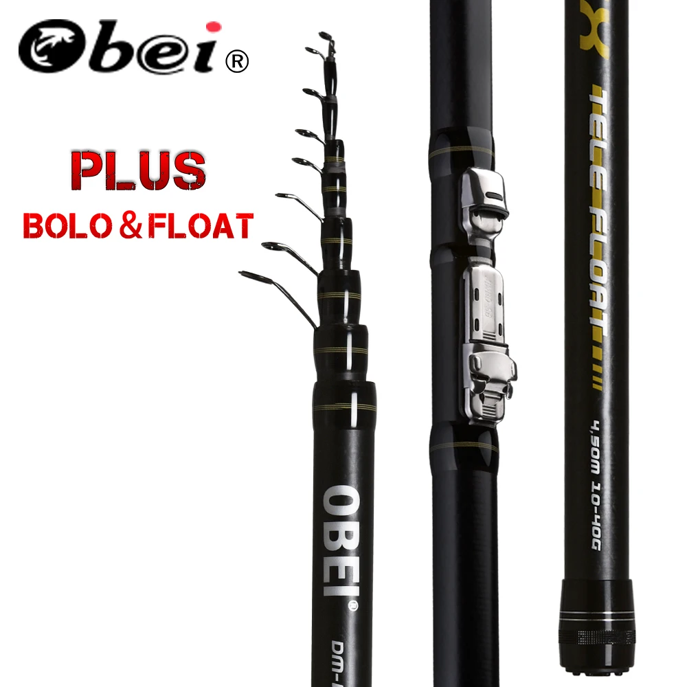 Comprar Obei INTENSA telescópico portátil Bolo caña de pescar 3,8 4,5 5,2 m viaje Ultra ligero de lanzamiento giratorio flotador de pesca 10 40G caña de caña