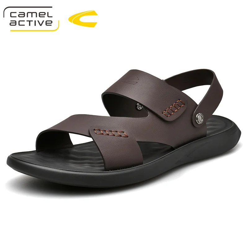 Camel Active бренд мода мужские пляжные сандалии, высокое качество Лето Натуральная кожа мужская обувь повседневная на плоской подошве 19288 - Цвет: Коричневый