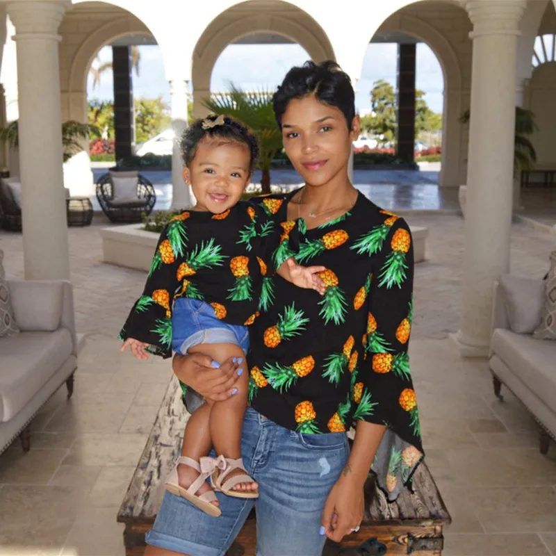 

Mum Mommy Mother and Daughter Matching Clothes Pineapple Print Evening Floral T Shirt Family Matching Clothes Look Set 10 Years