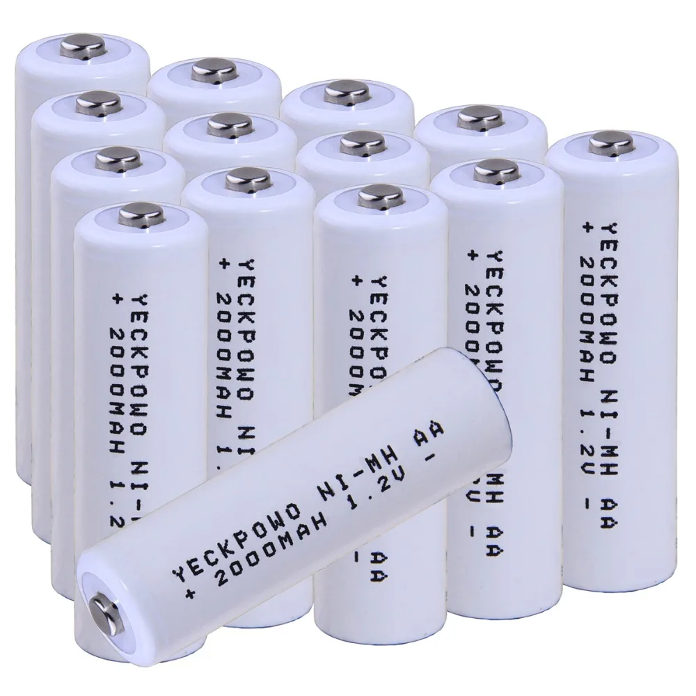 

Real capacity! 14 pcs AA 1.2V NIMH AA rechargeable battery 2000mah for camera razor toy remote control flashlight yeckpowo brand