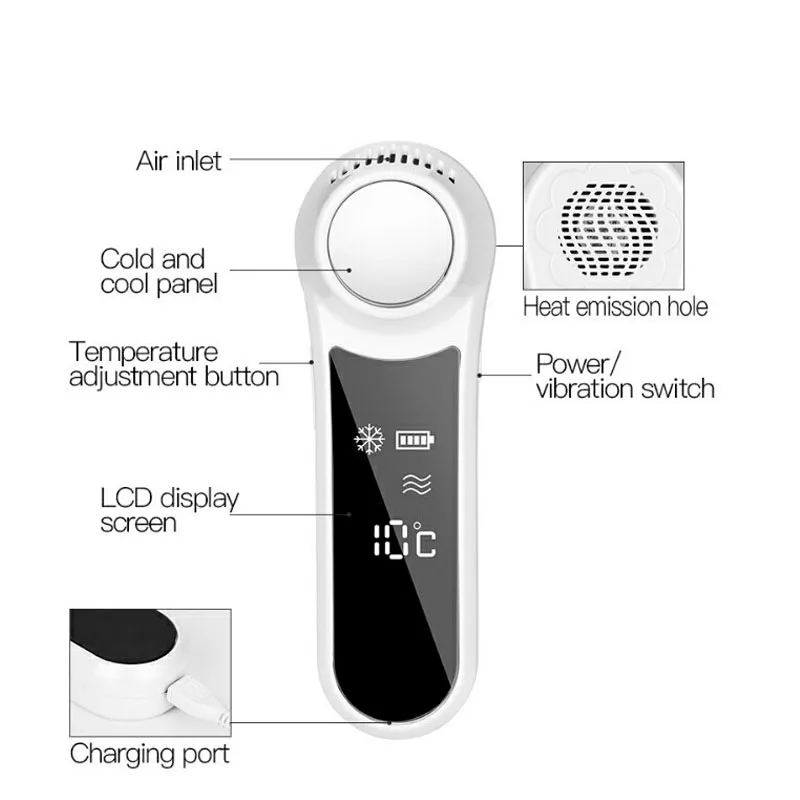 Ультразвуковая Вибрация горячий и холодный молоток для затягивания лица и подъема термальная ледяная терапия усадка поры против морщин Массажер красоты