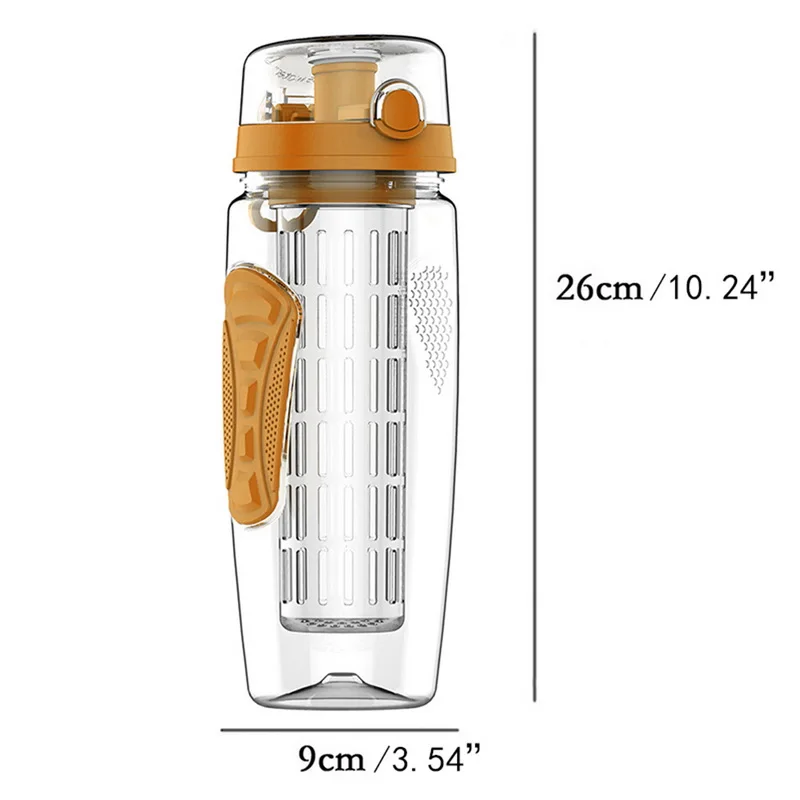Urijk, новинка, шейкер для фруктового заваривания, сока, бутылка для лимонной воды, космическая бутылка, чайник для фруктов, портативная бутылка для скалолазания, лагеря - Цвет: orange