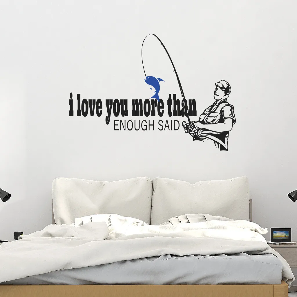 

Text Pattern Boy Fishing Stickers Removable Living Room Decoration Sticker Self-adhesive Wallpaper Living Room Backdrop Decor