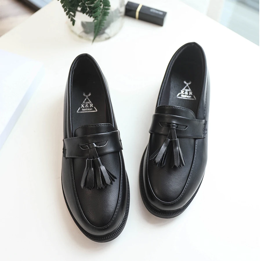 

HQFZO Platform Retro Lustrascarpe colore Loafer Comfortable Casual Female Shoes Woman PU Leather Spring Autumn Slip On Shoes