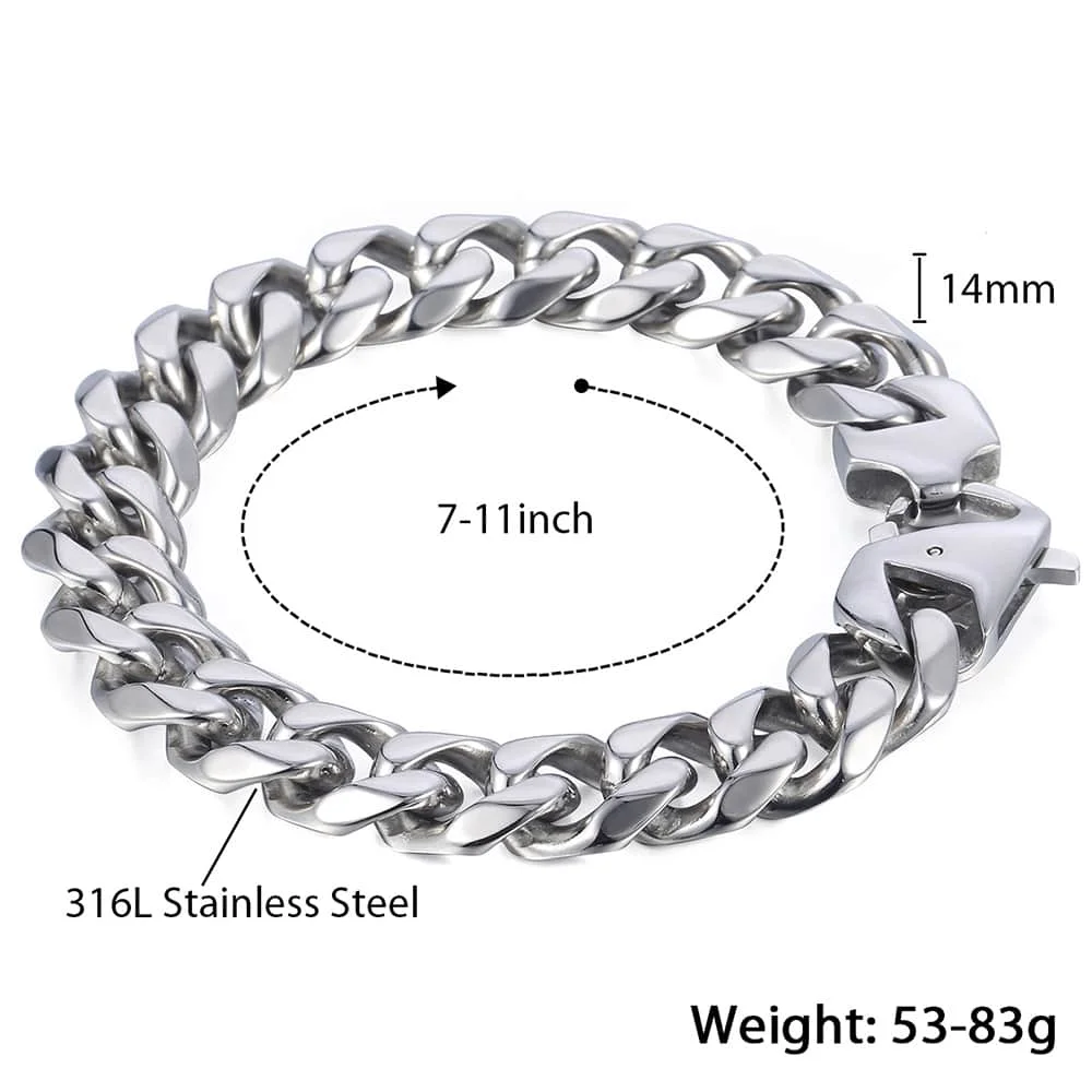 Trendsmax, высокое качество, 316L, нержавеющая сталь, тяжелый мужской браслет для мужчин, мальчик, серебряные цепи,, модные ювелирные изделия HBM122 - Окраска металла: Width 15mm