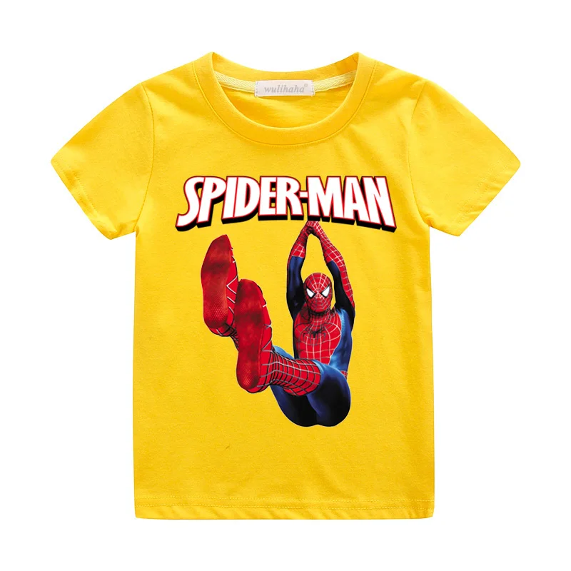 Детские летние футболки для мальчиков, костюм, белые повседневные футболки для девочек, детская футболка с 3D принтом Человека-паука, Забавный принт, одежда, ZA109