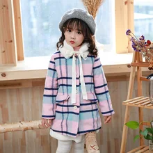 Girls Coat New 2017 Fashion Thickening Outerwear & Coats Girls lattice Jacket Kids Jacket Hooded Girls Winter Jacket 3-8Y