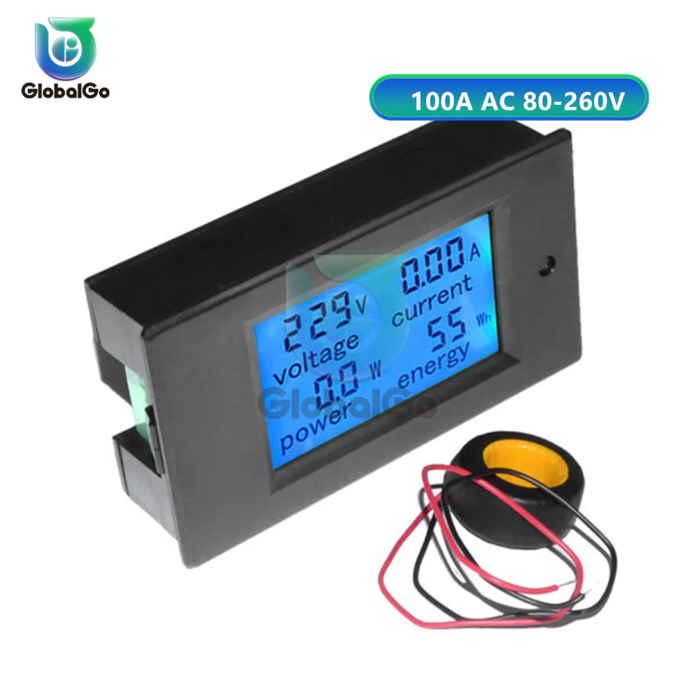 20A 50A 100A Digital LCD Voltmeter Ammeter DC AC Voltage Current Power Energy Meter Tester Backlight AC 80-260V DC 6.5-100V - Цвет: 100A AC 80-260V