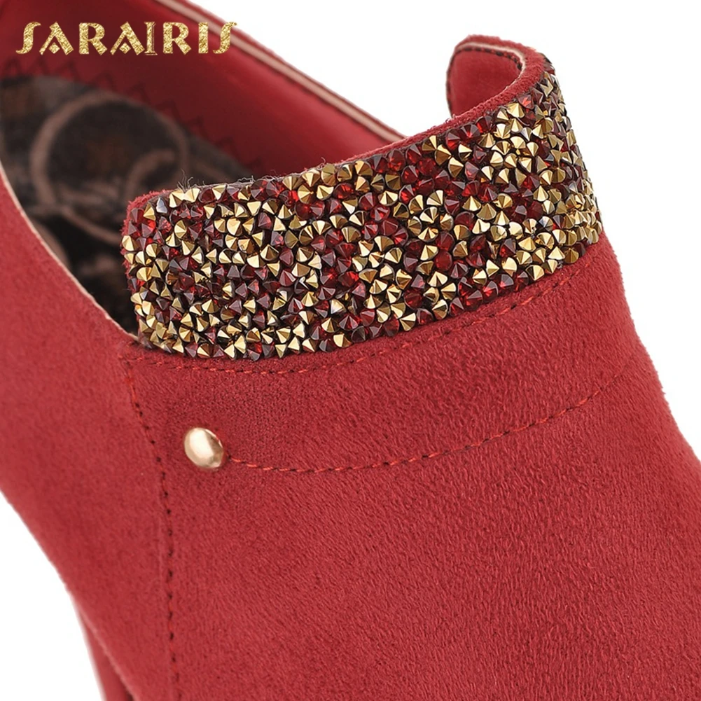 SARAIRIS/Новинка; обувь на платформе на молнии размера плюс 33-43; женские ботинки на высоком каблуке; ; Элегантные ботильоны; женская обувь