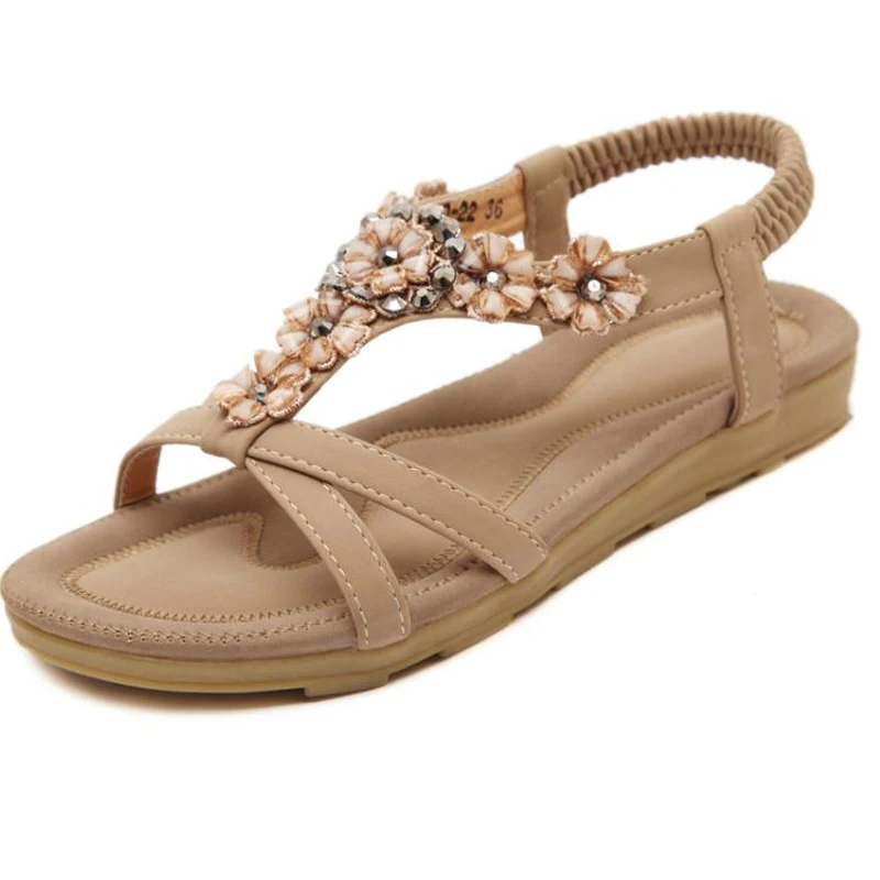 New D'été Chaussures kaki Fleur Dames Changyuge Rose Sandales Bohême Élégant Mode 2018 Casual Femmes De Dérapage qOInIxwEAR