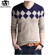 MIACAWOR, новинка, осенний свитер, мужские повседневные пуловеры, облегающие, из кусков, мужские вязаные свитера, мужские свитера, для мужчин, размера плюс, Y063
