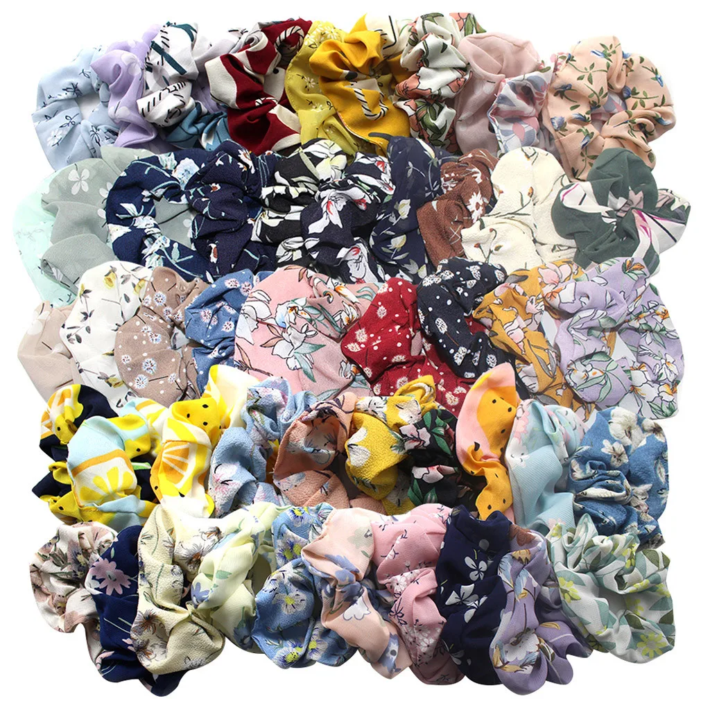 

Baby hair accessories 50 Pcs Chiffon Scrunchie Women Girls Elastic Hair Rubber Accessories Gum For Women Tie Hair Ring Rope