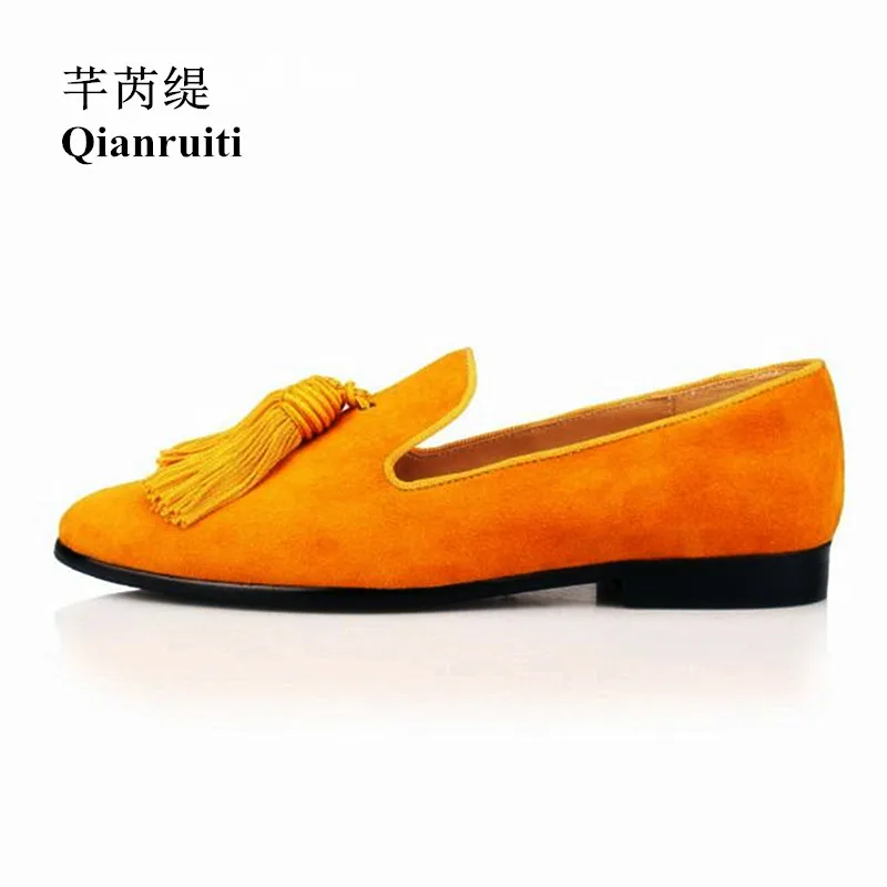 Men Suede Tassel Shoes Slipon Loafers Fringed Flat Luxury Handmade