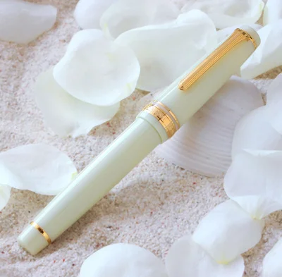 Япония большая плоская слоновая кость белая 21 к двухцветная остроконечная золотая ручка для письма моряка - Цвет: Ivory
