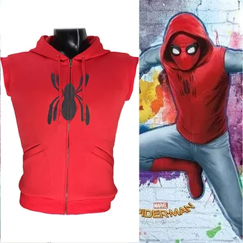 

Movie Spider-Man Homecoming Peter Parker Cosplay Spiderman FullZip Pullover Hoodies Men Vest Costom Made