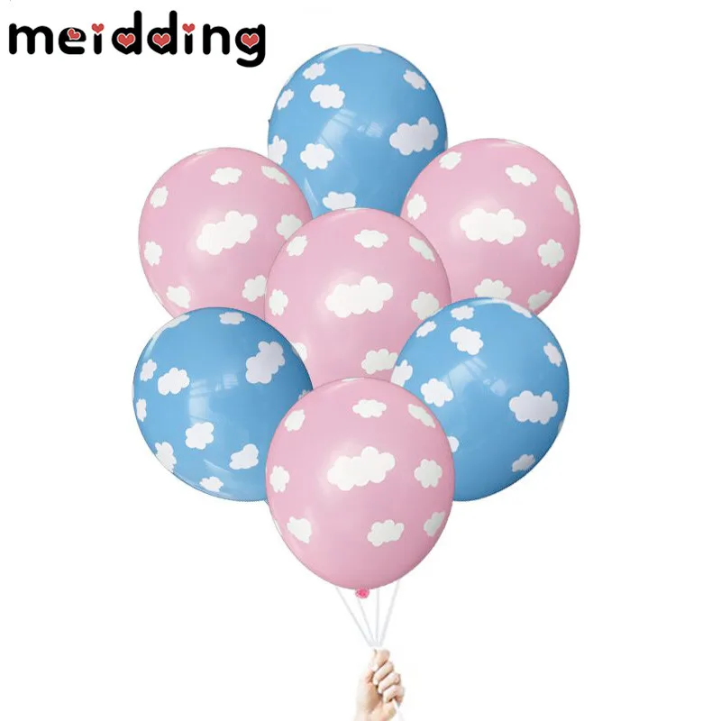 

MEIDIDNG 10pcs Pink/Blue White Cloud Balloons Birthday Wedding Decor Hawaii Theme Party Decor Hen Party Pool Party Decor Supplie