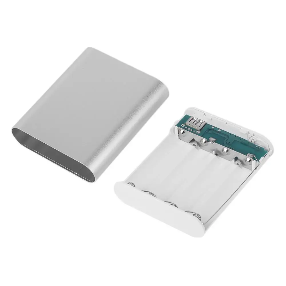 10400 мА/ч DIY power Bank 4*18650 чехол для аккумулятора Комплект Универсальный USB внешний резервный аккумулятор зарядное устройство power bank для всех сотовых телефонов - Цвет: Silver
