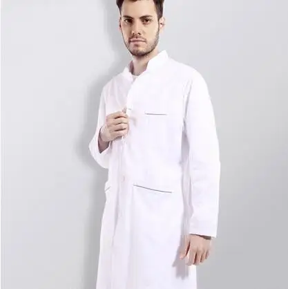 Больница доктор Стенд воротник с длинным рукавом Мужчины Женщины медицинская рубашка одежда, Лаборатория& ветеринарная больница& салон красоты медицинский костюм, J35 - Цвет: Белый