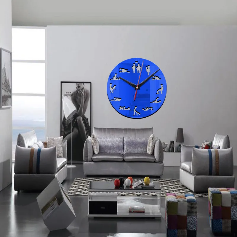 new sex position wall clock  modern design self adhesive 3d wall clock for living room mirror silent quartz watch sticker klok   (13)