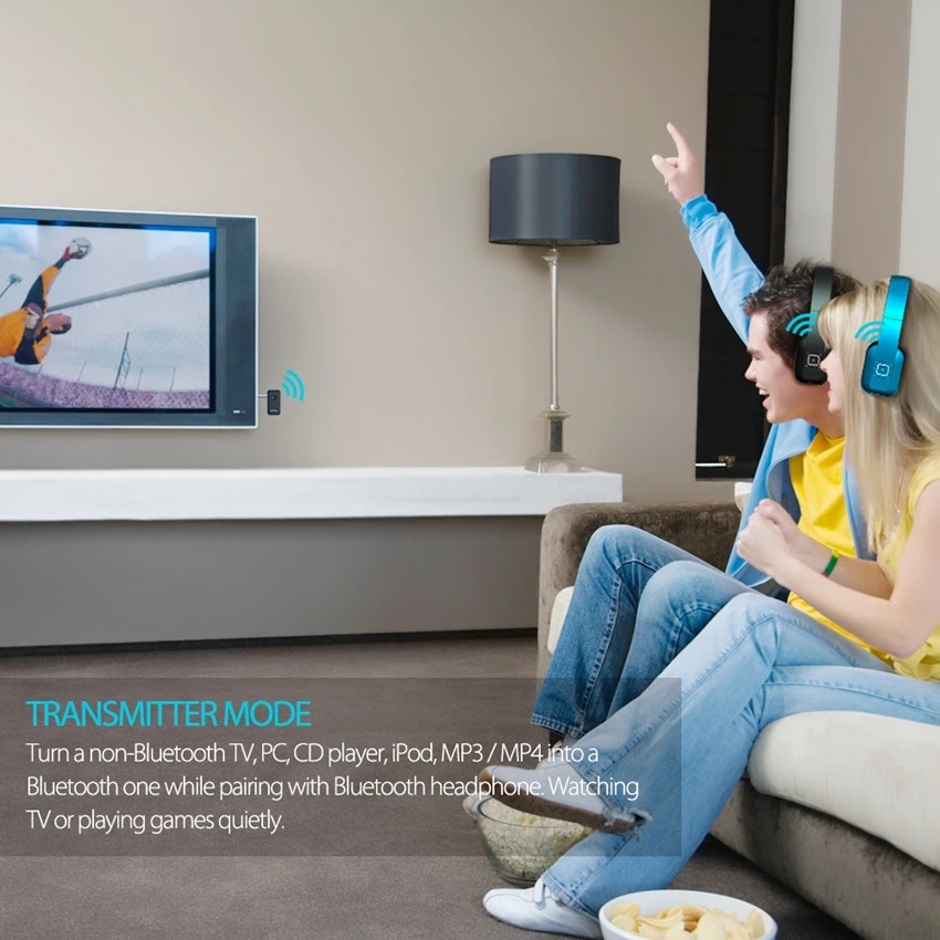 Mpow Bluetooth Transmitter & Receiver 3.5mm Audio Cable 2-in-1 Wireless Adapter for Headphone Speaker TV PC Car Stereos MP3 MP4