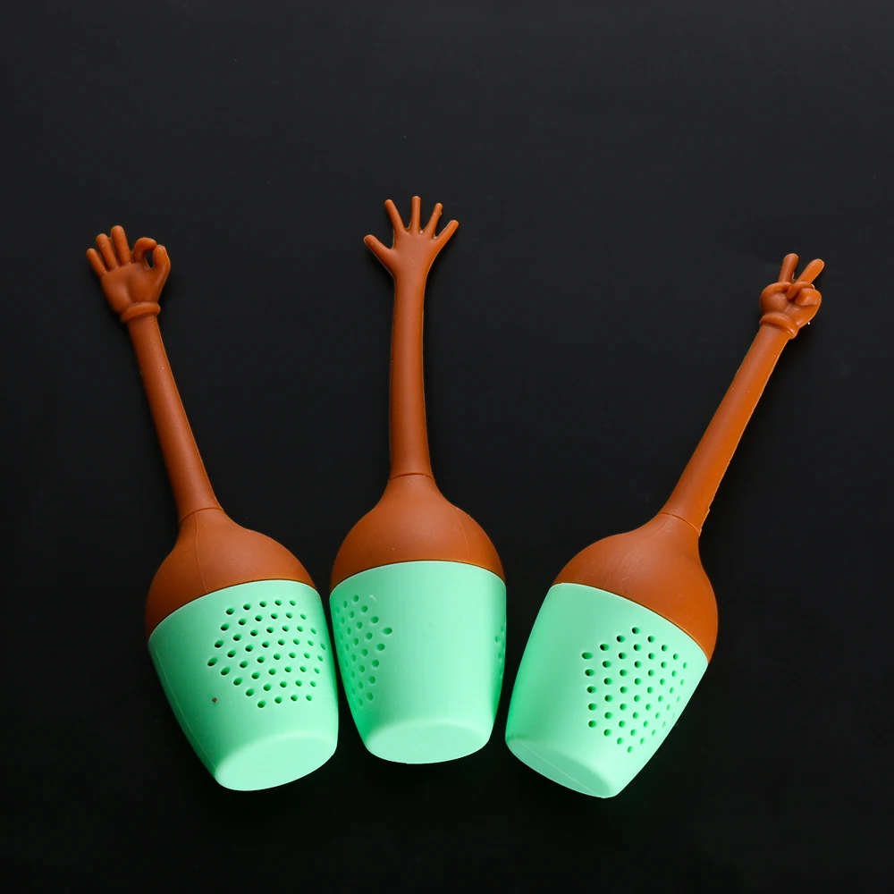 1 PCSilicone ситечко для травяных специй держатель пивоварения инструменты фильтр забавные жесты для рук Чай заварочный кухонный гаджет