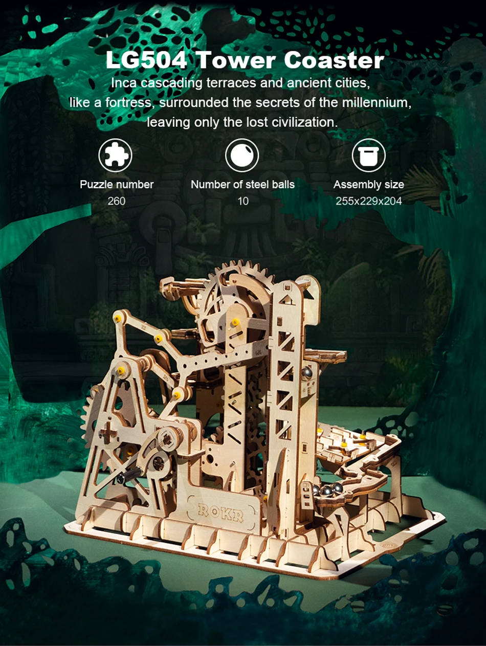 Robud DIY Tower Coaster Magic gear Drive Ball Crash Game деревянная модель строительные наборы игрушка подарок для детей LG504 для дропшиппинга