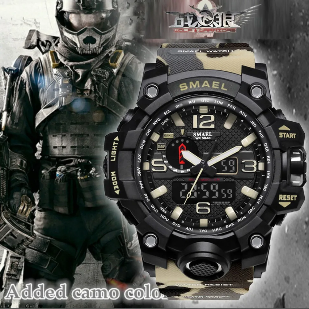 Kopen Goedkoop 2018 SMAEL Camouflage Militaire Digitale horloge Mannen