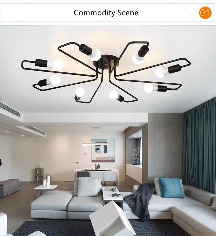 Vintage Chandelier Ceiling Lamp E27 LED Lamparas De Techo Retro Industrial Home Decor Luminaria 4