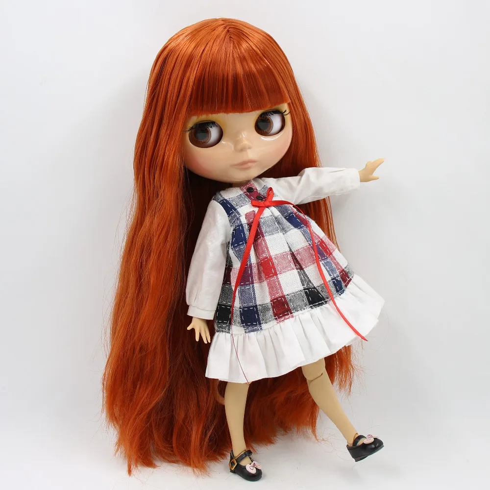 Ледяная кукла DBS blyth тело из кожи загара 1/6 bjd красные коричневые волосы с челкой 30