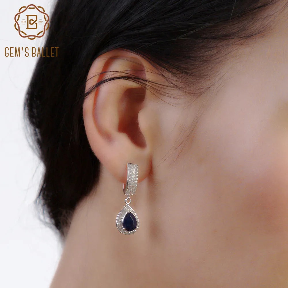 

Gem's Ballet Hot Sale 1.29Ct Natural Sapphire Gemstone Drop Earrings Genuine 925 Sterling Silver Women's Earring Fine Jewelry