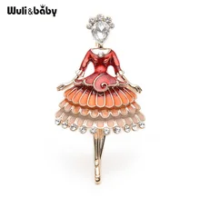 Red Enamel Princess Fairy Brooch Ballet Girl Banquet Dress Suits Scarf Women Brooches Pin Size 5.7*3.4CM
