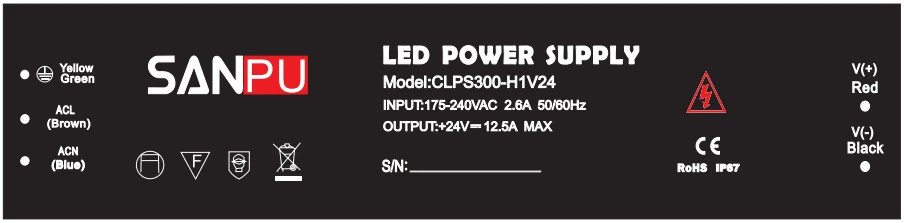 SANPU 24 в источник питания водонепроницаемый IP67 300 Вт 230 В 220 В переменного тока в постоянный 24 вольт трансформатор освещения Светодиодный драйвер ультра тонкий светодиодный s